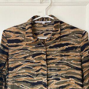Camouflage Print Button-Up Blouse